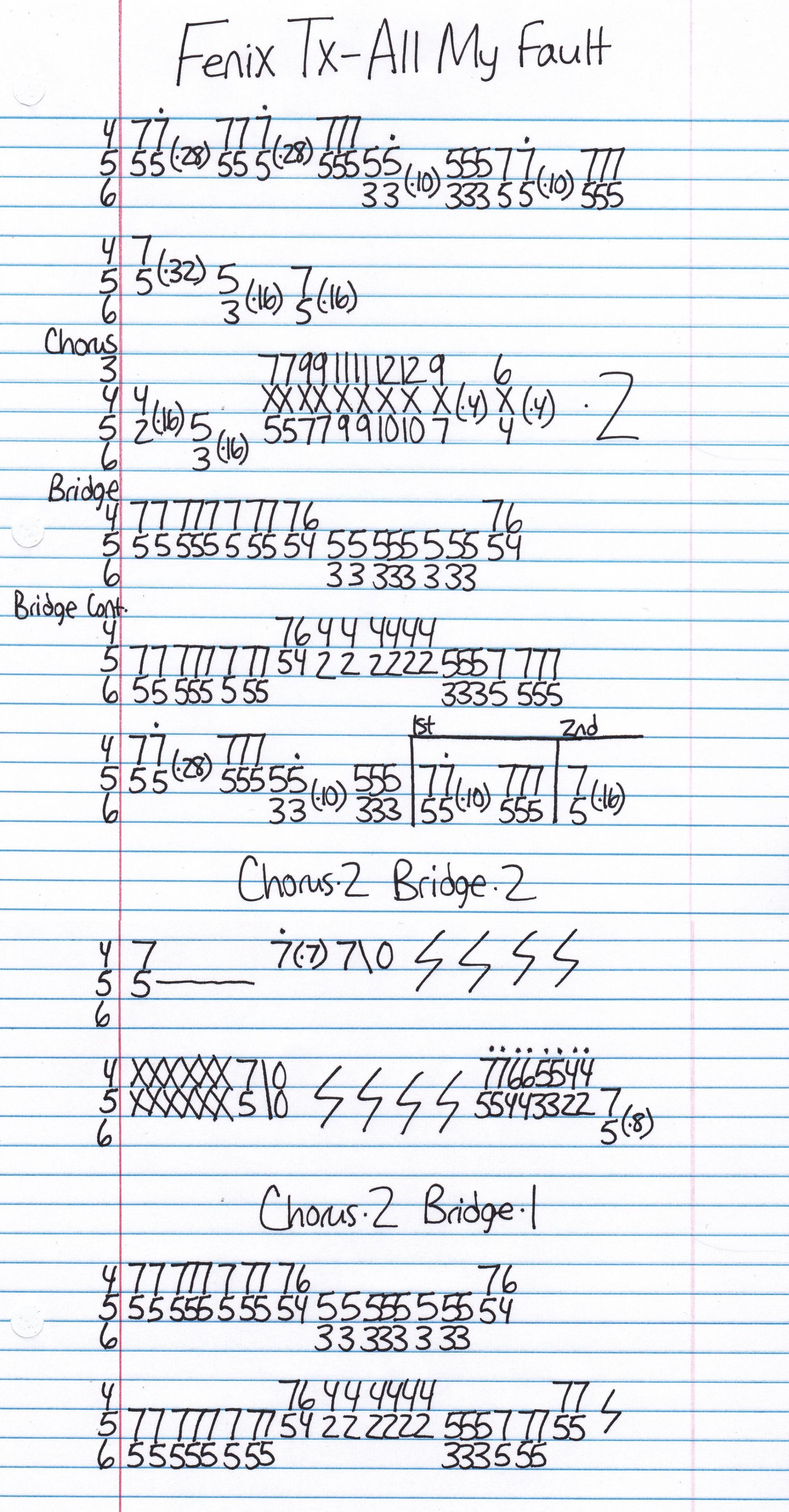 High quality guitar tab for All My Fault by Fenix Tx off of the album Fenix Tx. ***Complete and accurate guitar tab!***